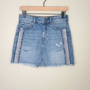 Free People Embellished Jean Skirt Size 2